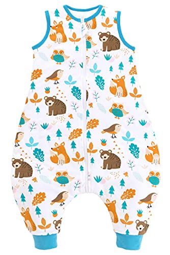 Chilsuessy Baby Schlafsack mit Füße 2.5 Tog Ganzjahres Schlafsack (CPC-Zertifizierung) Baby Schlafsäcke ohne Ärmeln Babyschlafsack mit Beinen für Säugling Kinder, Wald Tiere, 90cm/Baby Höhe 100-110cm Cover