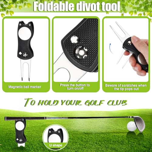 Vyuwast 5 Pack Golf Club Cleaner Brush, Golf Accessories for Men, Towel, Pitch Mark Repair Tool Kit Set, Divot Tool - Image 3