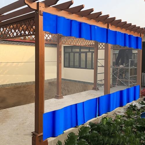 Rideau d'extérieur en vinyle bleu 3x6m avec fenêtre transparente pour pergola et porche