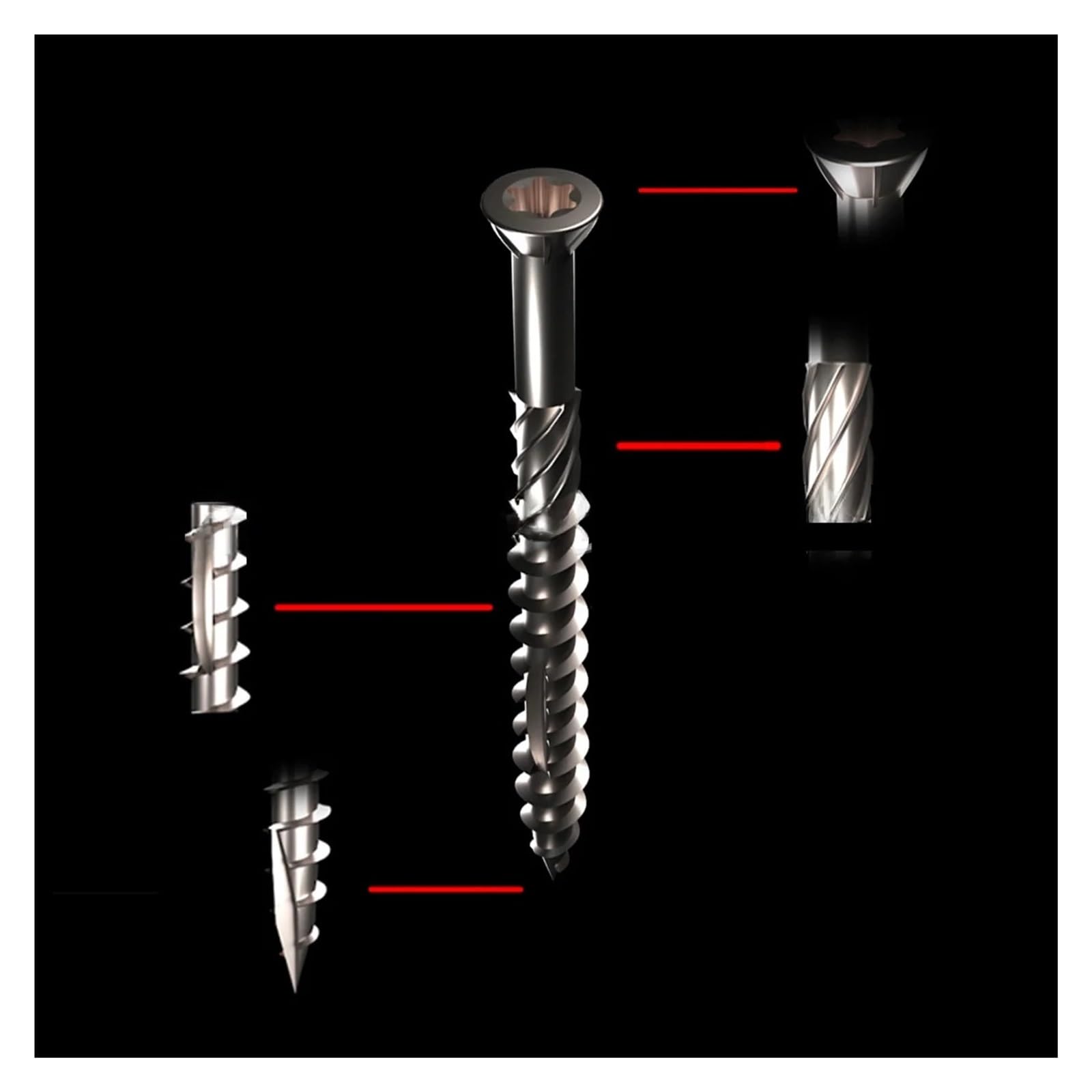 Tornillos de cubierta de acero inoxidable | 5 mm x 40-80 mm for carpintería en terrazas: sujetadores for exteriores(100pcs,5mm-60mm)