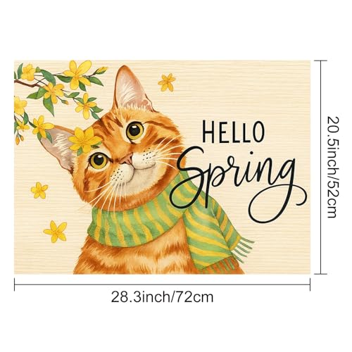 Image of HOMETITUTE Spring Cat Stove Top Covers for Electric Stove 28x20 Inches Heat Resistant Glass Cooktop Protector Pad Decorative Stovetop Cover Dish Drying Mats for Kitchen Countertop Coffee Bar Decor