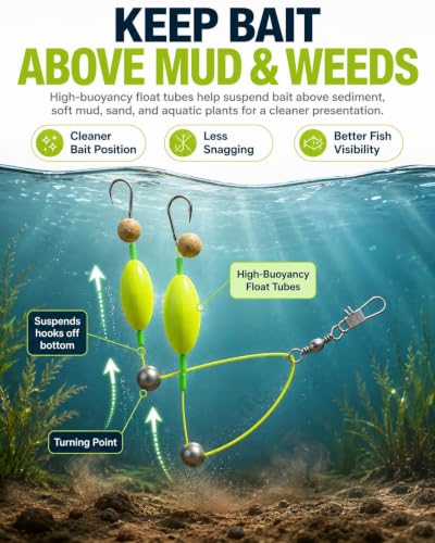 mevious Rig de Pesca Doble con Anzuelo Flotante Anti-Atrapado Pre-Amarrado miniatura 2
