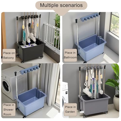Station de nettoyage mobile pour buanderie et chariot à linge robuste de salle de bain