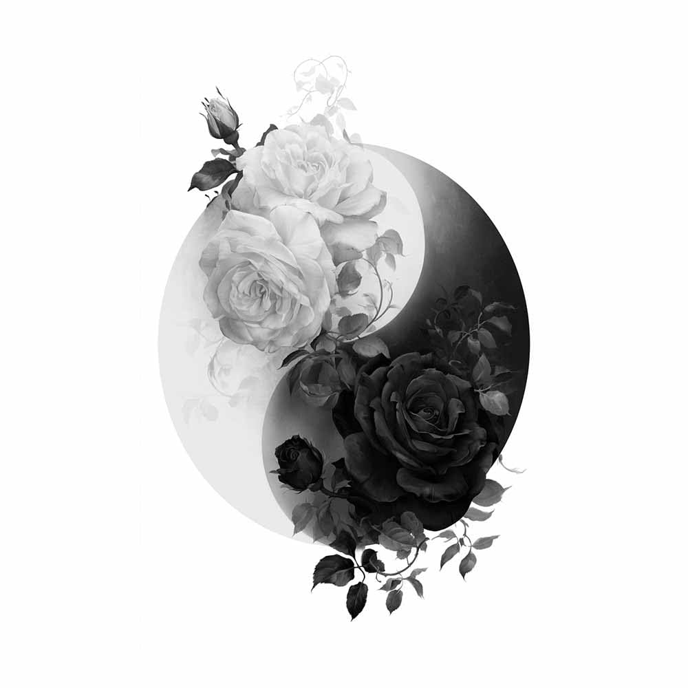 HOQIU Black And White Pictures For Walls Contrast Ros Yin Yang prints for walls, canvas wall art, for Living Room Bedroom Bathroom Home Office Wall Decoration(Multicolor)-70x100cm Unframed