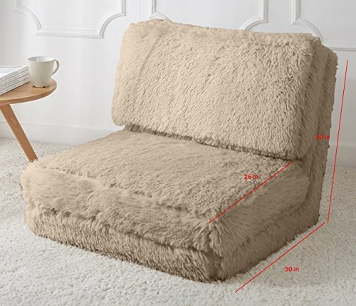 Urban Shop Long Hair Convertible Flip Chair, Adult, Taupe