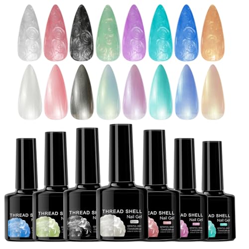 Pearl Gel Nail es esmalte, esmalte de uñas de gel UV | 7.5 ml de larga duración Polache 8 piezas,Accesorios de manicura multicolor para salón para la fiesta de la fiesta del hogar San Valentín