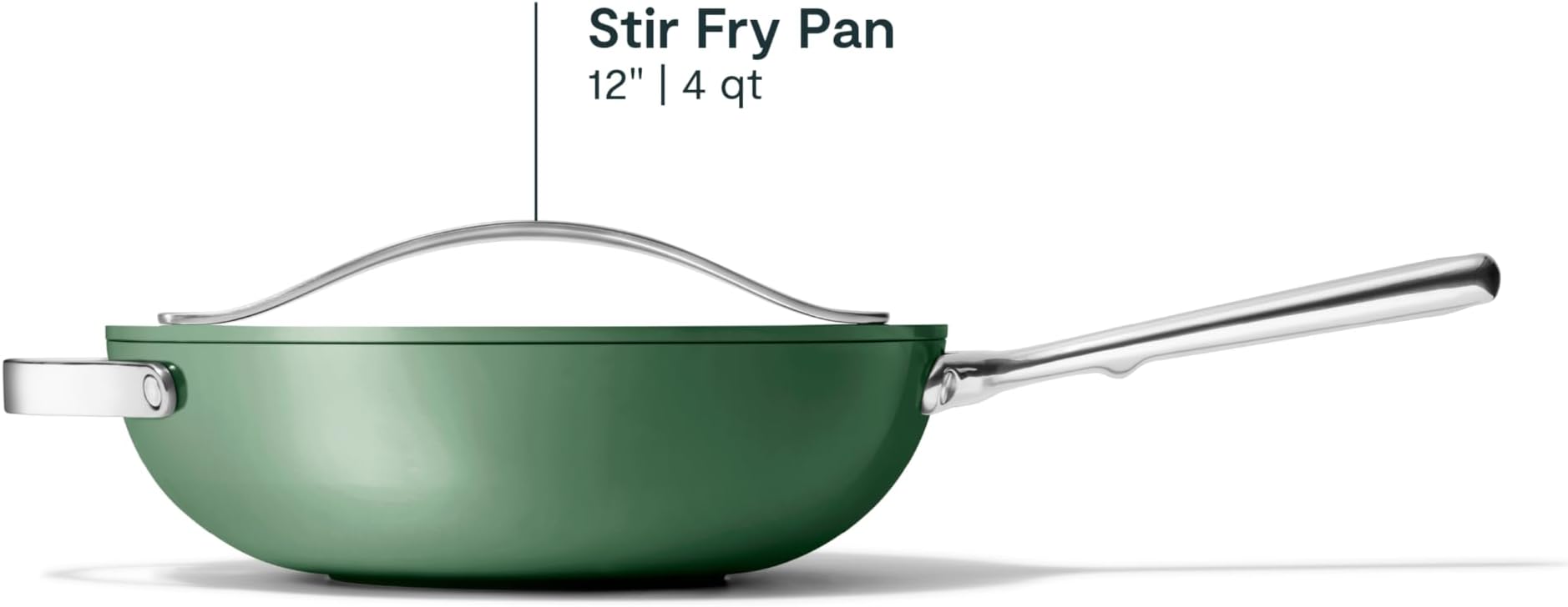 Caraway Non-Stick Stir Fry Pan - 12” Wok-Inspired Pan - Free From Forever Chemicals - High-Sloped Walls - Stainless Steel Handles - Sage