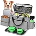 Hund und günstig Kaufen-Pecute Hunde Reisetasche Große Hundetasche, Haustier, mit 2 Aufbewahrungstaschen und 2 Hundenäpfe, Hundetragetasche Dog Travel Bag für Reisen, Camping oder Tagesausflüge, Grau 42 * 18 * 30 cm