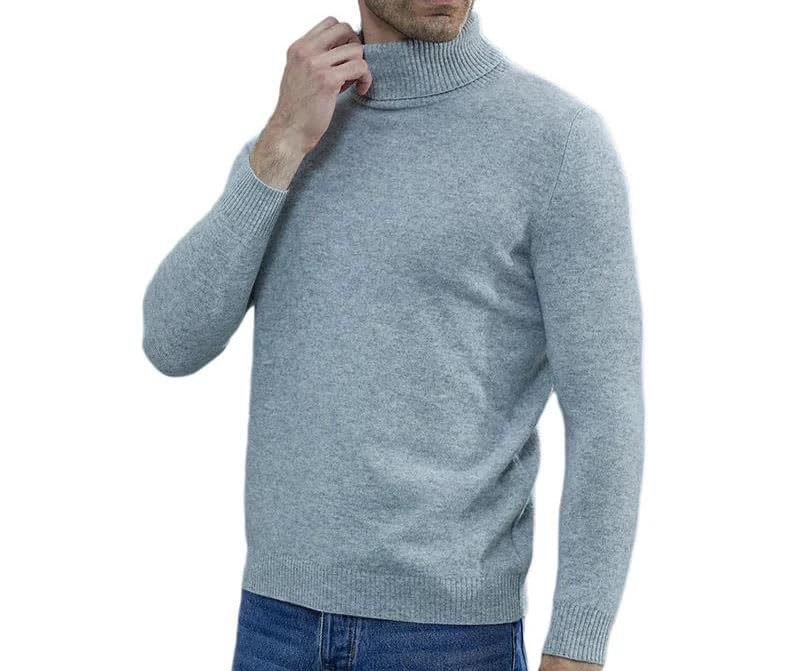 Men Knitted Sweaters Merino Wool High Neck Long-Sleeve Pullover4