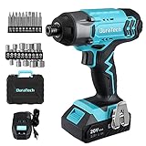 DURATECH Impact Driver Kit - 20V Electric 1/4 Inch Driver Set with 20 Pcs Sockets and Screwdriver Bits, Fast Charger and Heavy Duty Storage Case Included, Great Gift