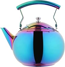 OMGard Tea Kettle with Infuser Loose Leaf Rainbow Teapot 2 Liter Tea Coffee Pot Stainless Steel Strainer Colorful Teakettle for Stovetop Induction Stove Top Boiling Water Camping 2 Quart / 68 Ounce
