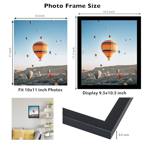 Image of JCJMY 10x11 Picture Frame Black for Wall Hanging, Wall Mounting Horizontally or Vertically, 10 x 11 Wall Gallery Poster Photo Frame with Shatter Resistant Plexiglass, Black