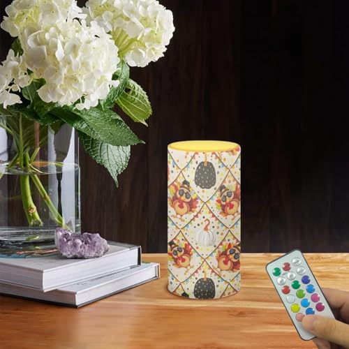 Image of Poceacles Turkey Pumpkin Flameless LED Candle Battery Powered Votive Lights Realistic Pillar Candle Decorative Tea Lights for Home Party Indoor Dinner Thanksgiving Day Decor