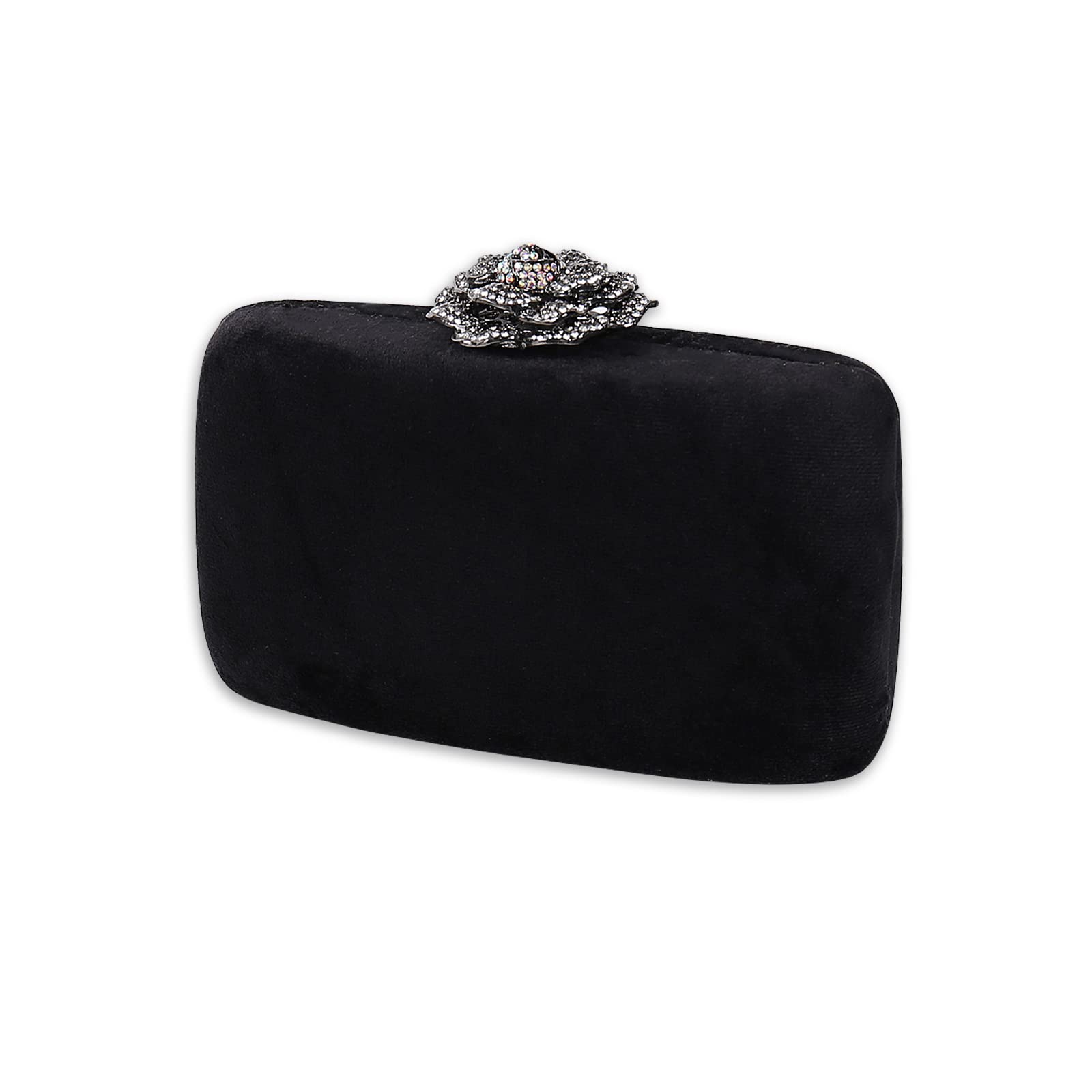 CORIOS Velvet Clutch Bag for Women Diamond Flower Lock Evening Bag Sparkly Rhinestone Handbag Bridal Wedding Purse