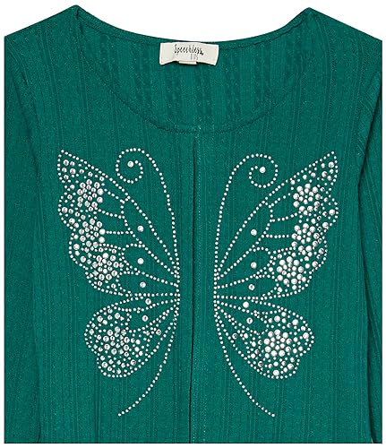 Speechless Girls' Butterfly Rhinestone Long Sleeve Top2