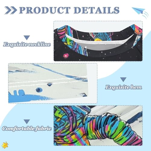 Boys Swing Shirts Planet Astronaut Lunar Rashguard Short Sleeve Kids T-Shirts Sun UPF 50+3