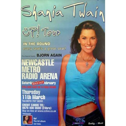 Affiche Shania Twain Up Tour grand format pour creer un salon retro pop