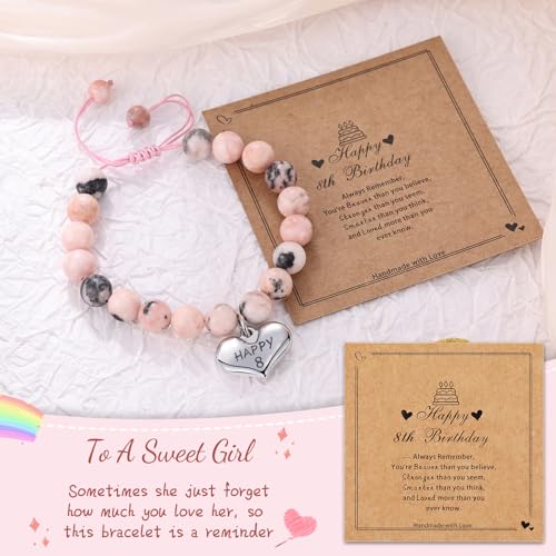 Image of Birthday Gifts for 4-10 Girls, Adjustable Sparkling Delicate Pink Charm Cute Bracelet for Teen Girls for Daughter Granddaughter Niece Sister Teens Friends Birthday Christmas Valentine Gifts
