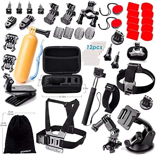 Zookki - Kit di accessori per GoPro Hero 5 4 3 + 3 2 1, nero e argento e SJ4000 SJ5000 SJ6000, set di accessori per Xiaomi Yi/Lightdow/wimius/DBPOWER