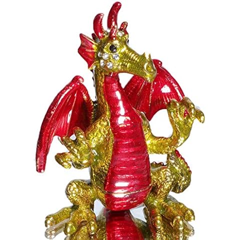 Waltz&F Dragon Jeweled Trinket Box Hinged Hand-Painted Ring Holder Animal Figurine Home Decoration Cover