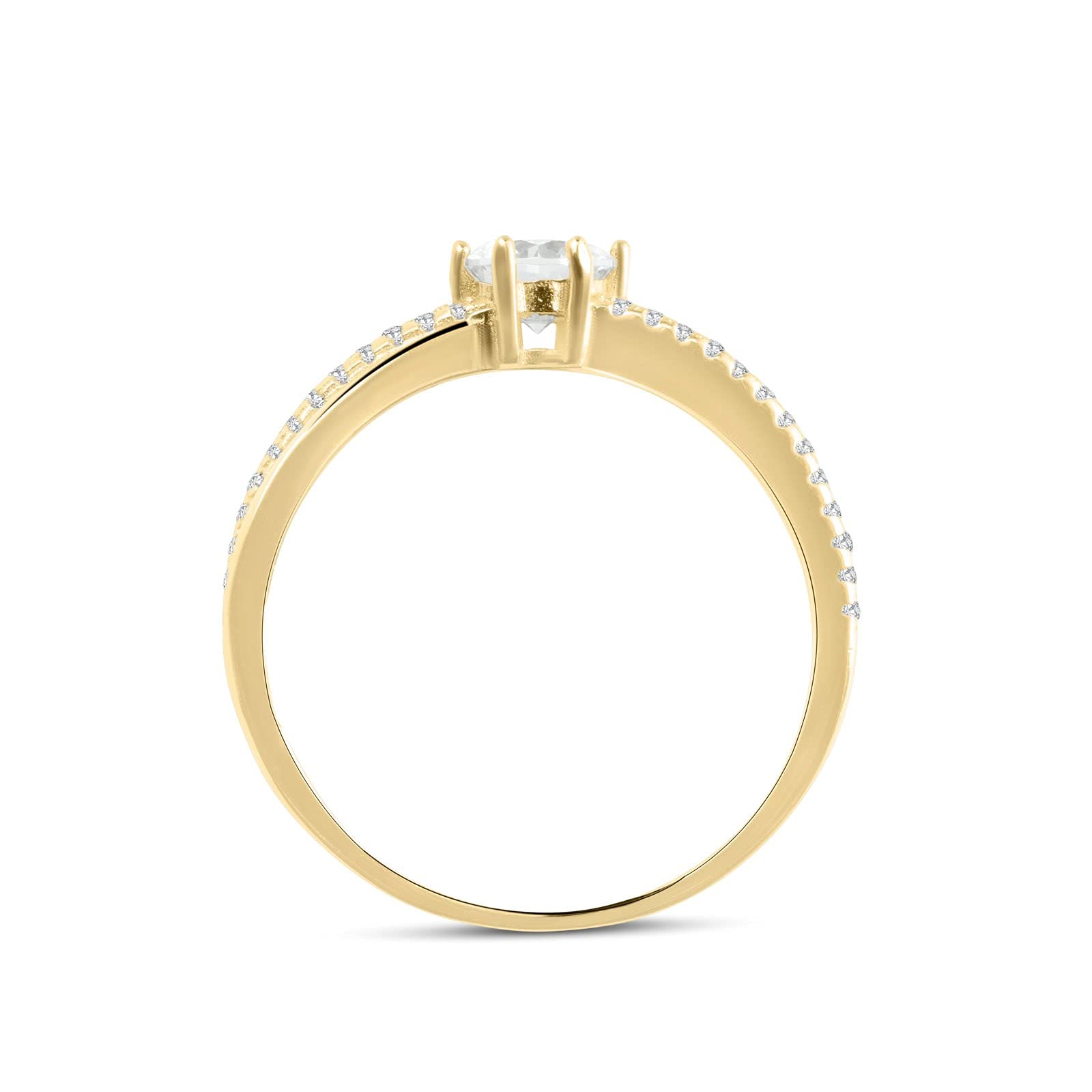 Damen-Solitärring Kreuz 925er Silber 18 Karat vergoldet mit Zirkonia -