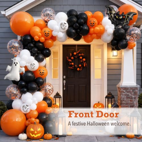 Image of Halloween Balloon Arch Kit, Ghost & Bat Foil Balloons, 127 Balloons