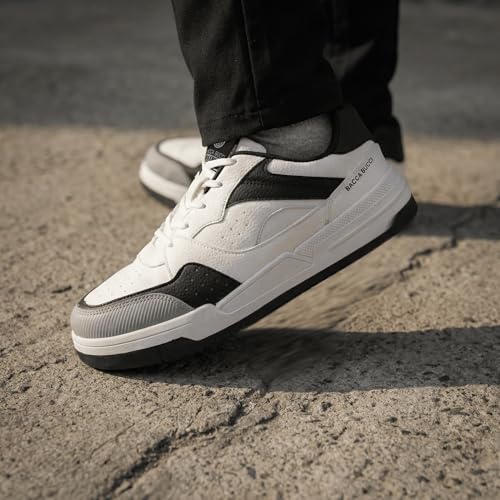 Image of Bacca Bucci Matrix Men's Low-Top Court Sneakers | Lace-Up Casual Streetwear Shoes with Textured Toe Guard