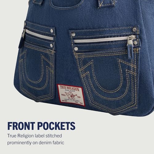 True Religion Women's Satchel Bag, Crossbody Purse Handbag with Horseshoe Logo Stitching3