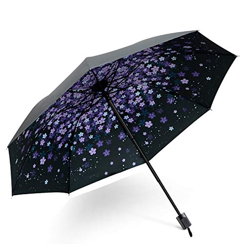 Preisvergleich Produktbild DORRISO Damen Taschenschirme Regenschirm Mini Sonnenschirm Leicht Kompakt Regenschutz Dauerhafte rutschfest Griff Reisen Taschenschirm Lila