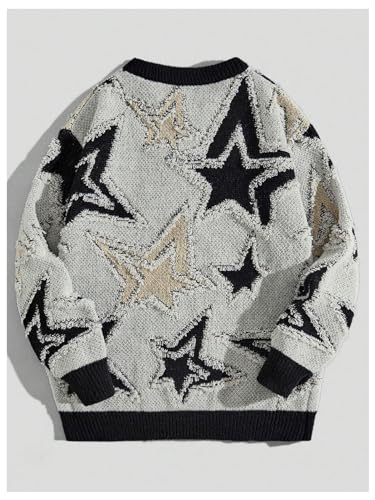 SOLY HUX Men's Graphic Sweater Y2k Long Sleeve Drop Shoulder Crewneck Loose Knitted Pullover Tops2