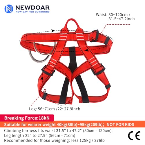 Image of NewDoar Climbing Harness, Mountaineering Rock Climbing Harness, Half Body Harness for Rappelling Fire Rescuing Tree Climbing