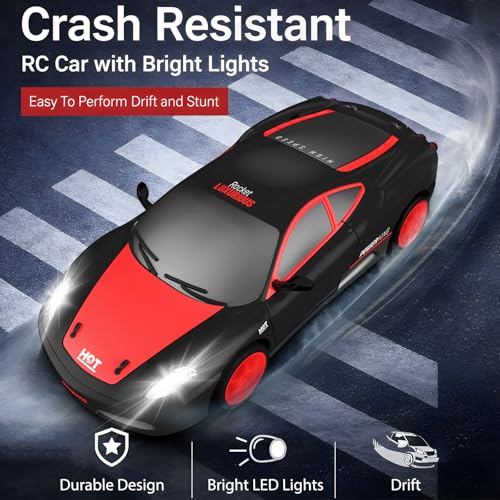 Image of Remote Control Car RC Drift Car 2.4GHz 1:24 Scale 4WD 15KM /H High Speed Model Vehicle with LED Lights Drifting Tire Racing Sport Toy Car for Adults Boys Girls Kids Gift 2Pcs