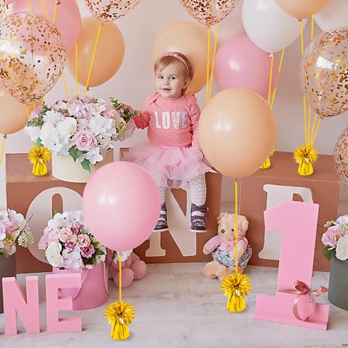24 PCS Balloon Weights Metallic Anchor, Balloon Holder Heavy Weights with and 1 Roll Iridescent Crimped Ribbon for Balloons Table Party Favor Birthday Decor(Gold) by KVCSYAW - Image 5
