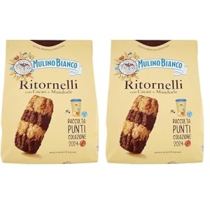 Mulino Bianco Biscotti Frollini Ritornelli con Cacao e Mandorle, Senza Olio di Palma, Colazione Ricca di Gusto, 700 g (Confezione da 2)