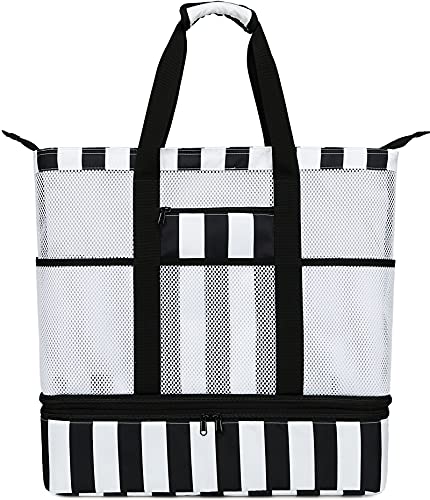 CAMTOP-Beach-Bag-Mesh-Beach-Tote-with-Cooler-Compartment-Oversized-Toy-Tote-Bag-with-Zipper 51EgX04il4L