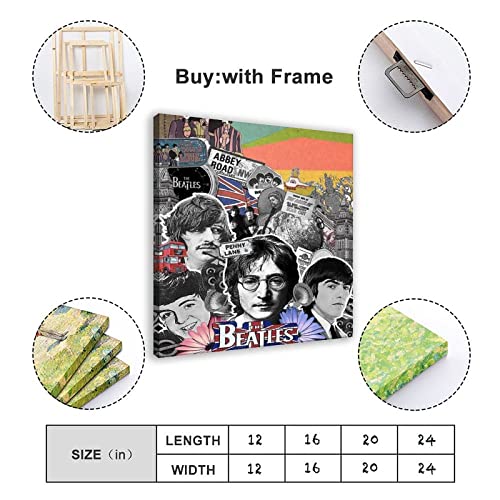 Poster The Beatles HD 2 sur toile pour chambre à coucher, bureau, décoration de chambre, cadre cadeau : 60 x 60 cm - Les Beatles, Paul McCartney, John Lennon, RIngo Starr, George Harrison Poster The Beatles HD 2 sur toile pour chambre à coucher, bureau, décoration de chambre, cadre cadeau : 60 x 60 cm – Image 3