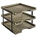MyGift 3 Tier Rustic Brown Wood Office Desk Paper Tray with Metal Frame, Desktop Document Mail Folder File Organizer