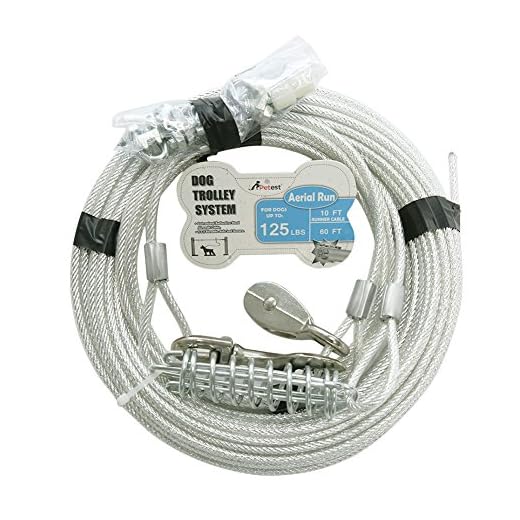 Petest 60ft Trolley Runner Cable for Heavy Dogs Up to 125 Pounds
