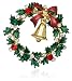 Akianna Swarovski Element Crystals Wreath and Gold-tone Bell Brooch Pin