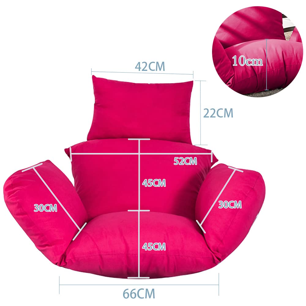 Warmiehomy Cojín para silla de columpio, cojín suave para colgar en el patio con almohada para colgar huevos en interiores al aire libre, silla de canasta, cojín para silla de huevo, color magenta