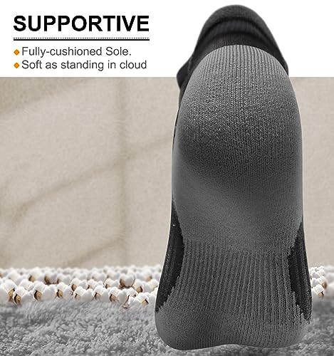 BULLIANT Mens Socks 6 Pairs-Athletic Ankle Socks Cushioned No Show For Men Running-Arch Compression Support4