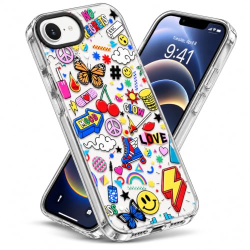 Image of SQUIF for iPhone 16e Back Case Cover Silicone Transparent Soft Design Art Printed | Camera Bump Protection (Multicolor)