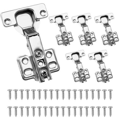 6 Stück Scharniere für Schranktüren, Standard Scharnier mit Schrauben, Öffnungswinkel 110° Topfscharnier, Schrankscharniere Schrank Scharniere für Küchenschrank & Garderobentüren