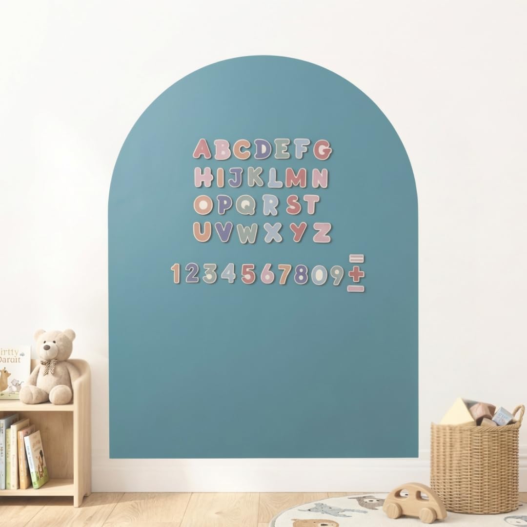 CAALMA Magnetic Wall Decal 40 x 32 - Magnetic Chalkboard for Wall - Strong Adhesive with Aesthetic Magnetic Letter, Chalk and Cloth (Green)