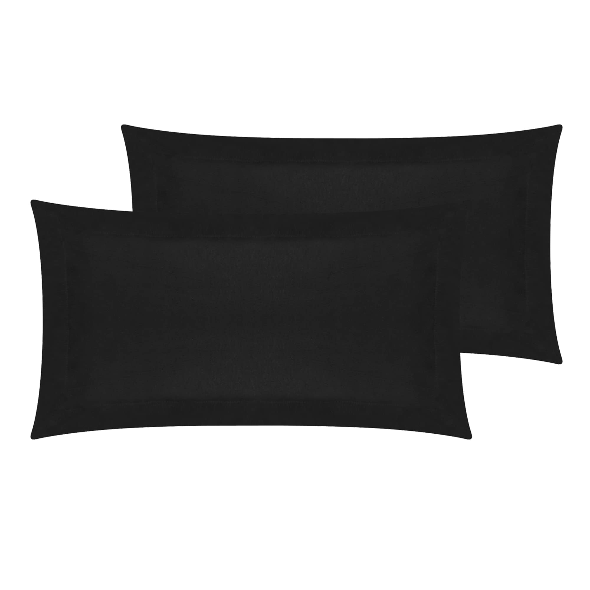 100% Brushed Cotton Duvet Cover Sets | Plain Dyed Reversible Flannelette Bedding Sets With Matching Pillowcases (Additional Oxford Pillowcase Pair, Black), (BCDC)