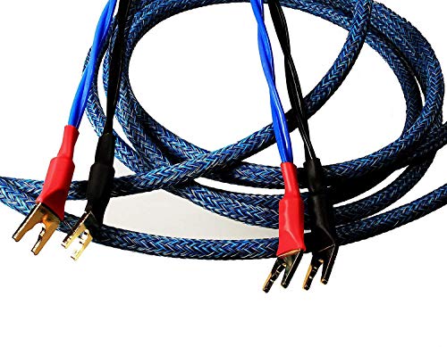 Better Cables (Pair-2 Cables for 2 Speakers) Blue Truth II Reference Speaker Cables - High-End, High-Performance, Premium Hi-Fi Audio with Gold Plated Spades - 6 Feet