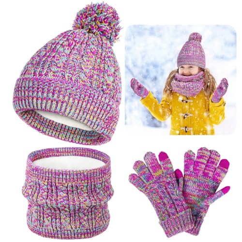 Winter Warmth Set For Kids: Hat, Scarf, Gloves, Ages 5-12, Knitted Beanie And Neck Warmer, Thermal Gloves For Cold Weather