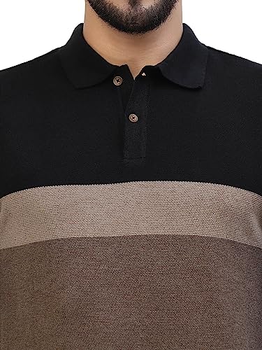 Image of Kalt Mens Basic Solid Full Sleeves Polo Cotton Blend Knitted Regular Fit Polo-Neck T-Shirts with Collar Stylish