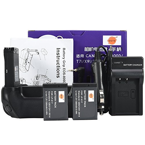DSTE EOS-800D - Empuñadura de Batería Compatible con Canon EOS 800D T7i X9i 77D 9000D (2 Baterías LP-E17 y Cargador USB)