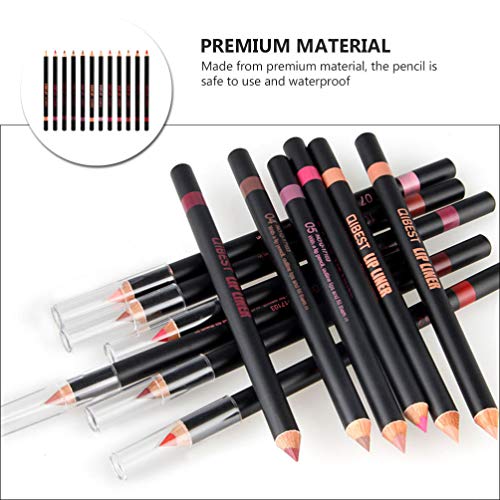 PIXNOR Conjunto de Lápis de Delineador de Lábios 12 Pcs Lápis Fosco à Prova de Suor à Prova de Suor